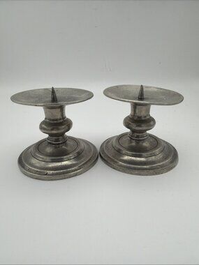 2 Vintage Wilton Pewter 3.25" Candle Holder Candlesticks